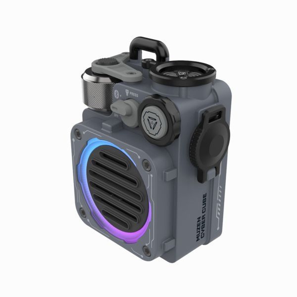 MUZEN Cyber Cube Grey Кіберпанк Bluetooth-колонка з RGB, IPX5 та ліхтариком MUZ-CC фото